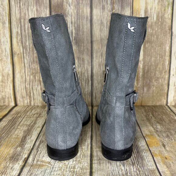 Koolaburra by UGG Elista Grey Suede Mid-Calf Biker Boot Womens SZ 6.5 - Picture 3 of 8